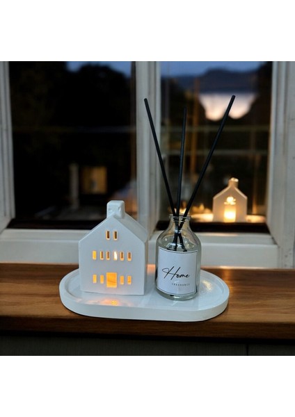 Luxury Dekoratif Ev Mumluk ve 100 cc Vanilya Bambu Oda Kokusu Set 1 Adet