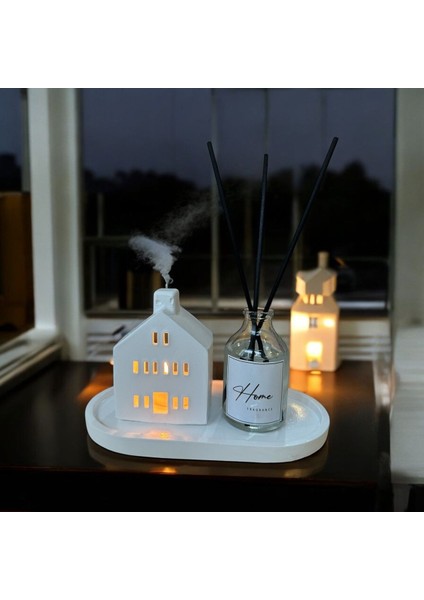 Luxury Dekoratif Ev Mumluk ve 100 cc Vanilya Bambu Oda Kokusu Set 1 Adet