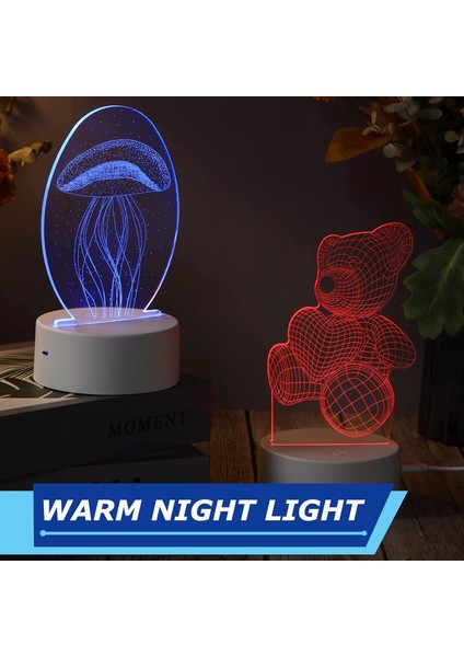 3D Gece LED Işık Lamba Tabanı 4 Mod LED Gece Standı Akrilik Işık Tabanı Ayarlanabilir 16 Işık Gösterisi Ekran Standı, Uzaktan Kumandalı Oda Dükkanı Restoranı USB Şarj Kablosu (Beyaz) (Yurt Dışından) fırsatları