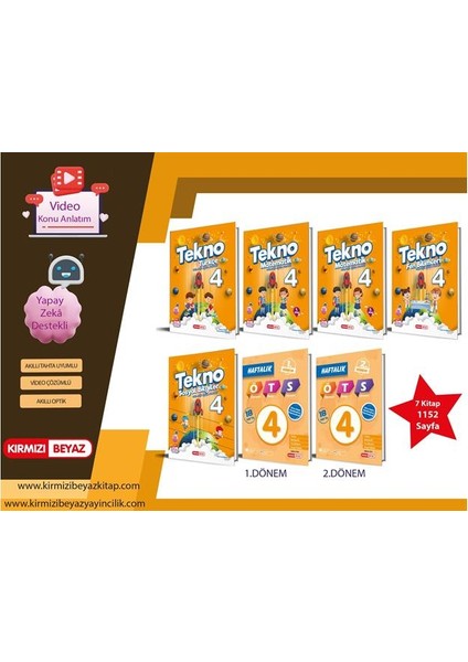 4.sınıf Tekno Super Plus Set 7 Kitap (Türkçe + Mat. 1.dönem + Mat. 2.dönem + Fen Bilgisi + Sosyal + Öts 1.dönem + Öts 2.dönem) Yeni