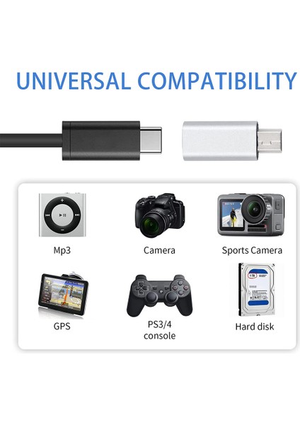 Gopro Mp3 Dash Cam Için 4 Adet USB C - Mini USB 2.0 Adaptörü, Gümüş (Yurt Dışından)