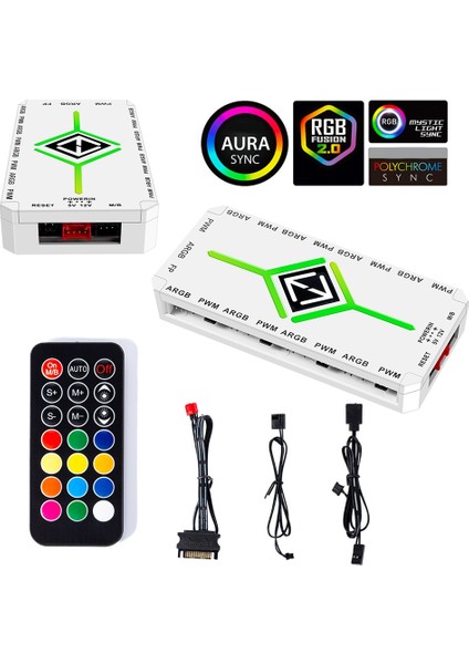 5V 3 Pin Argb Kontrol Cihazı Soğutma 4 Pin Pwm Fan Hub Pwm Argb Fan Beyaz (Yurt Dışından)