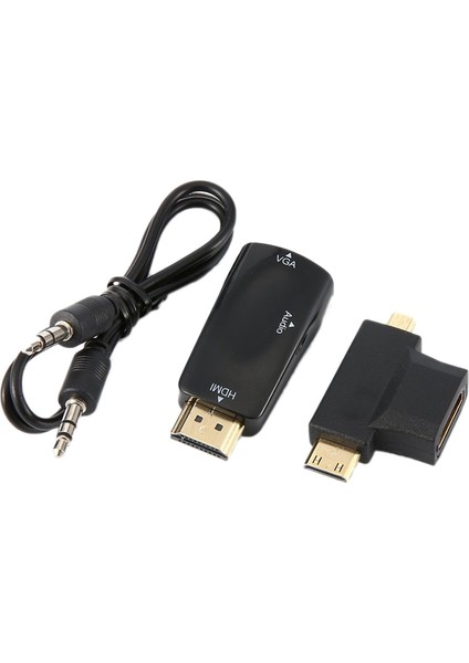 3'ü 1 Arada Hdmı'dan Vga'ya Mini ve Mini HDMI Adaptöründen Vga'ya Video Dönüştürücü (Yurt Dışından)