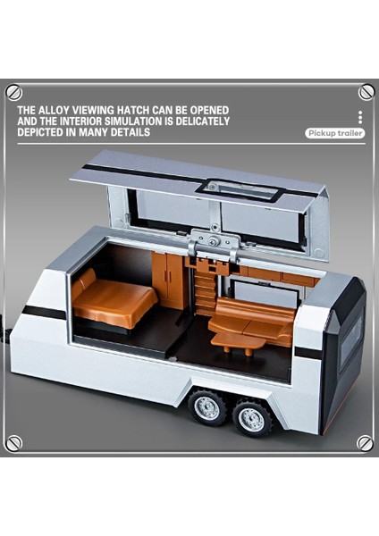Ölçekli 1:32 Tesla Cybertruck Pickup Römork Rv Metal Alaşım Oyuncak Araba Modeli Diecast Off-Road Araç Hediye Erkek Çocuklar Için Koleksiyon (Yurt Dışından)