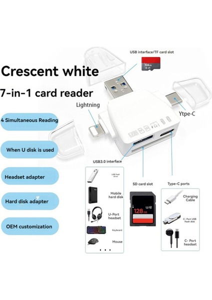 Kart Okuyucu Çok Fonksiyonlu Evrensel Telefon Bilgisayar Adaptörü Beyaz (Yurt Dışından) modelleri