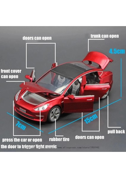 1:32 Tesla Model 3 Alaşım Araba Modeli Pres Döküm ve Oyuncak Araçlar Oyuncak Arabalar Çocuk Oyuncakları Çocuk Hediyeler Için Çocuk Oyuncak (Yurt Dışından)