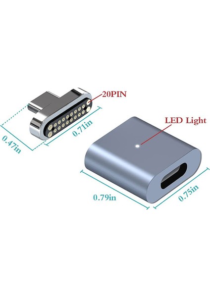 Manyetik USB C Adaptörü, 20 Pin Tip C Konnektör, iPad MacBook Pro B Için (Yurt Dışından)