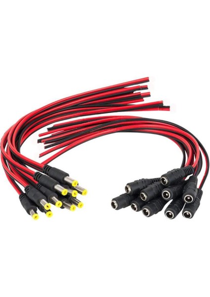 10 Çift Dc Güç Pigtail Kablo Teli, 12V 5A Erkek ve Dişi Konnektörler (Yurt Dışından)