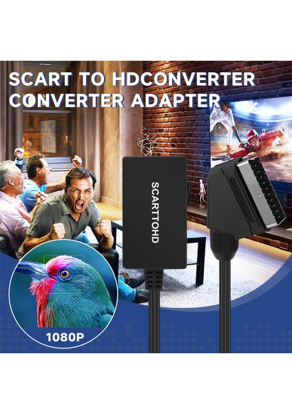 Scart - HDMI Dönüştürücü HDMI Kablolu Hd Adaptör 720P 1080P (Yurt Dışından)