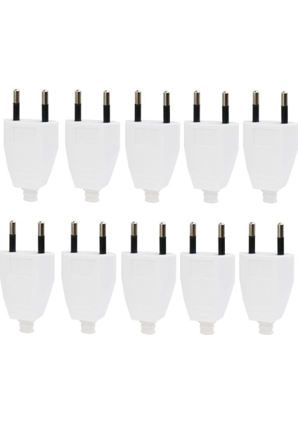 4.0mm Yeniden Kablolanabilir Güç Fişi Erkek Elektrik Prizleri Ab Fişi 10 Adet Beyaz (Yurt Dışından)