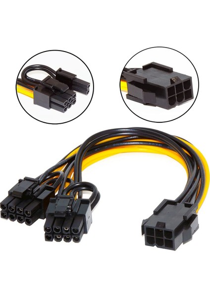 5 Adet Pcı-E 6-Pin'den Çift 6+2-Pin'e (6-Pin/8-Pin) Güç Ayırıcı Kablo (Yurt Dışından)