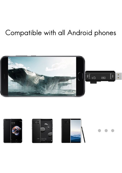 5'i 1 Arada Kart Okuyucu Micro/usb/type-C/tf Otg Pc Dizüstü Akıllı Telefon Için (Yurt Dışından)