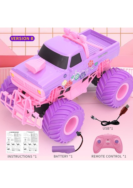 Yeni Rc Araba Pembe Kamyonet Elektrikli Tırmanma Damla Dayanıklı Dublör Uzaktan Kumanda Oyuncak Çocuklar Için Parti Hediye Süsleme (Yurt Dışından)