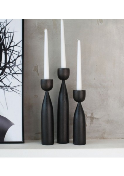 Luxury Doğal Ahşap Şamdan Seti 20CM & 17.5cm & 15CM , El Yapımı, Rustik Dekoratif 3'lü Mumluk Modern 1 Adet