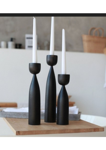 Luxury Doğal Ahşap Şamdan Seti 20CM & 17.5cm & 15CM , El Yapımı, Rustik Dekoratif 3'lü Mumluk Modern 1 Adet fiyatları