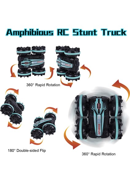 Amfibi Rc Araba Uzaktan Kumanda Dublör Otomobil Araç Çift Taraflı Çevirme Sürüş Sürüklenme Rc Arabalar Açık Oyuncaklar Boys Için Çocuk Hediye (Yurt Dışından) fırsatları