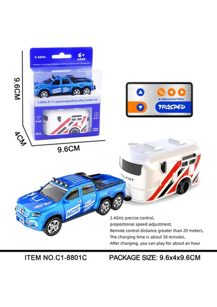 1:64 Metal Alaşım Oransal Uzaktan Kumandalı Araç Modeli 2.4 Ghz Mini Simülasyon Rc Araba Römorklu (Yurt Dışından)