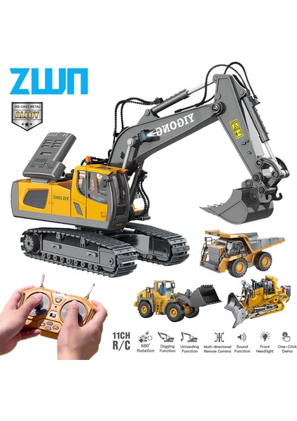Zwn 2.4g Uzaktan Kumanda Ekskavatör Damperli Kamyon Rc Model Araba Oyuncak Çocuk Için Profesyonel Alaşım Plastik Simülasyon Inşaat Araç (Yurt Dışından)