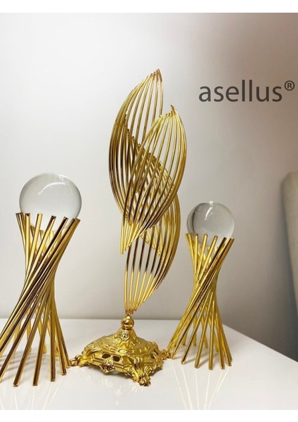 Luxury 3'lü Set: Şık Metal Tasarımlı 2 Burgulu ve 1 Helezon Dekorasyon Objesi, Hediyelik Lüks Ev Dekorasyon 1 Adet fırsatları