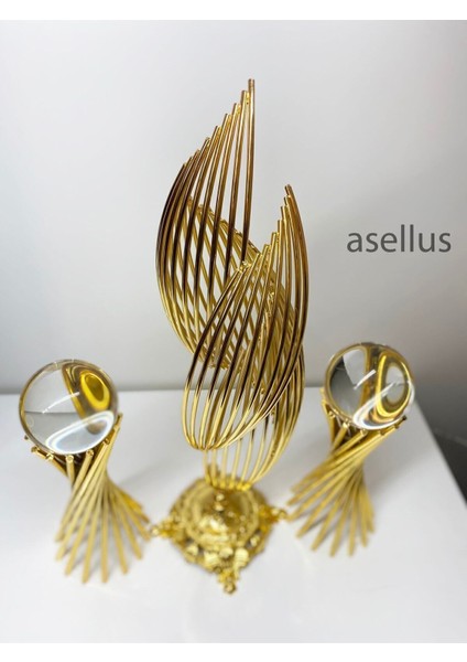 Luxury 3'lü Set: Şık Metal Tasarımlı 2 Burgulu ve 1 Helezon Dekorasyon Objesi, Hediyelik Lüks Ev Dekorasyon 1 Adet indirimleri