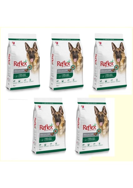 Kuzulu, Pirinçli ve Sebzeli Yüksek Kaliteli Köpek Maması 3 Kg*5 Adet