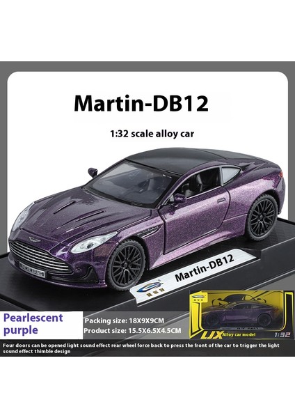 1:32 Martin DB12 Gt Spor Araba Alaşım Döküm Metal Model Araba Ses ve Işık Hobi Koleksiyon Süsler Doğum Günü Hediyesi Erkek (Yurt Dışından)