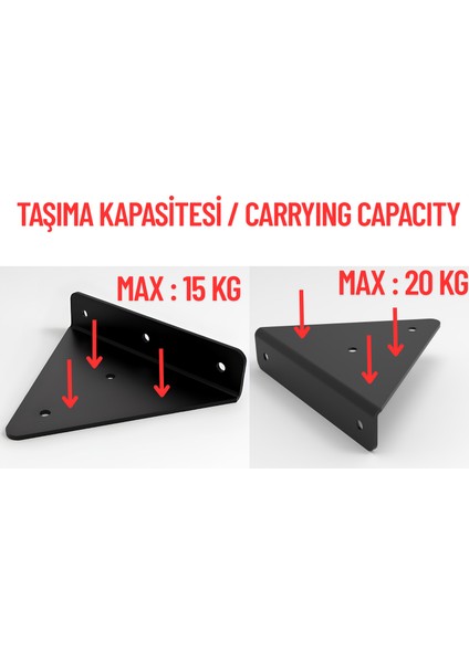 4'lü Gizli Duvar Rafı Askı Aparatı - Sağlam Metal Üçgen Raf Tutucu
