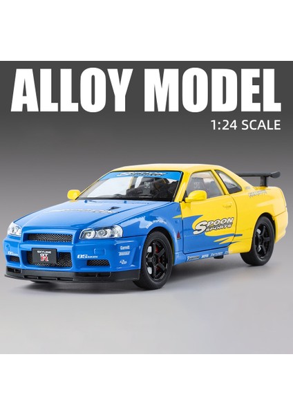 1:24 Nissan Gtr R34 Skylin Hızlı ve Öfkeli Alaşım Araba Modeli Ses ve Işık Geri Çekin Çocuk Oyuncak Koleksiyon Doğum Günü Hediyesi (Yurt Dışından)