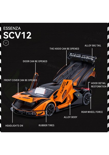 1:24 Lamborghini Lamborghini Za SCV12 Parça Versiyonu Supercar Alaşım Kalıp-Cast Mdoel Araba Ses ve Işık Hobi Masaüstü Süslemeleri Toplamak (Yurt Dışından)