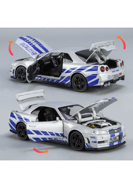 1:32 Nissan Gtr R34 Gt-R R35 Hızlı ve Öfkeli Alaşım Araba Modeli Ses ve Işık Geri Çekin Çocuk Oyuncak Koleksiyon Doğum Günü Hediyesi (Yurt Dışından) modelleri