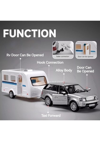 1/36 Ölçekli Land Rover Jeep Wrangler F150 Rv Römork Kamyon Model Araba Oyuncak Alaşım Döküm Kapılar Açık Karavan Seti Modelleri Çocuklar Için (Yurt Dışından)
