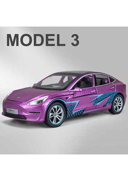 Yeni 1:24 Teslas Model Y Model 3 Şarj Yığını ile Alaşım Araba Döküm Oyuncak Araba Modeli Ses ve Işık Çocuk Koleksiyon Hediye (Yurt Dışından)