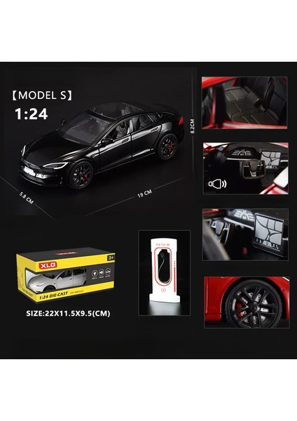 1:24 Tesla Model S Minyatürleri Simülasyon Alaşım Metal Pres Döküm Model Araba Ses ve Işık Oyuncak Arabalar Çocuklar Için Erkek Arkadaşı Için Hediyeler C270 (Yurt Dışından)