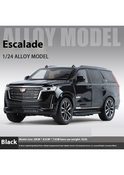 1:24 Cadillac Escalade Suv Alaşım Araba Döküm Metal Modeli Ses ve Işık Masaüstü Koleksiyonu Dekoratif Hediye Boys Ekran Süsleme (Yurt Dışından)