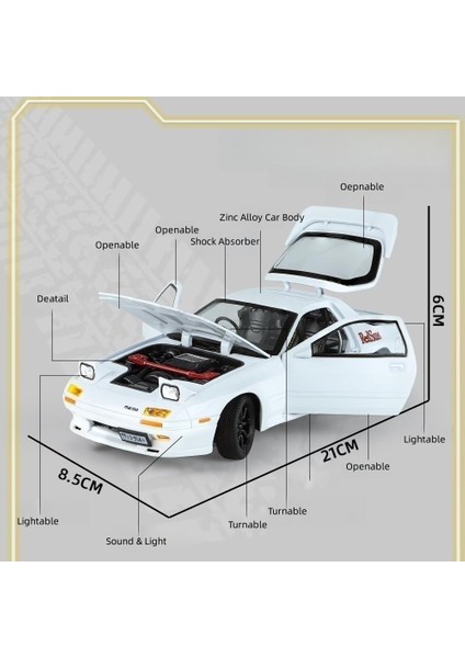 1/24 Mazda Rx7 Ilk D Yarış Oyuncak Araba Jdm Modeli 1:24 Diecast Meatl Araç Minyatür Ses Işık Koleksiyonu Hediye Boy Kid Için (Yurt Dışından) fırsatları