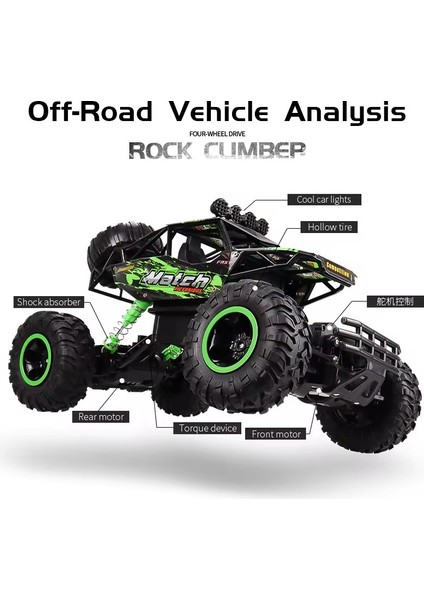 4WD Rc Araba Off Road 4x4 Uzaktan Kumanda Arabalar Radyo Buggy Kamyon Yarış Drift LED Işıkları ile Oyuncaklar Hediye Erkek Kız Çocuk Çocuk (Yurt Dışından)