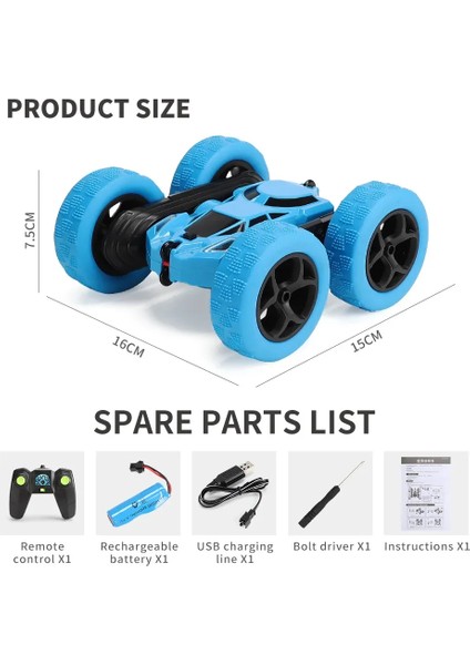 4WD 2.4g Rc Dublör Araba Radyo Uzaktan Kumanda Araba Drift Buggy Çift Taraflı 360° ° Erkek Çocuklar Için Ters Model Oyuncaklar (Yurt Dışından)