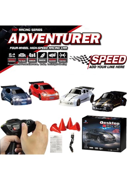 2.4g Yüksek Hızlı Drift Rc Araba 1/64 4WD Uzaktan Kumanda Araba Dört Tekerlekten Çekiş Radyo Kontrollü Mini Yarış Modeli Çocuk Oyuncak Hediye (Yurt Dışından)