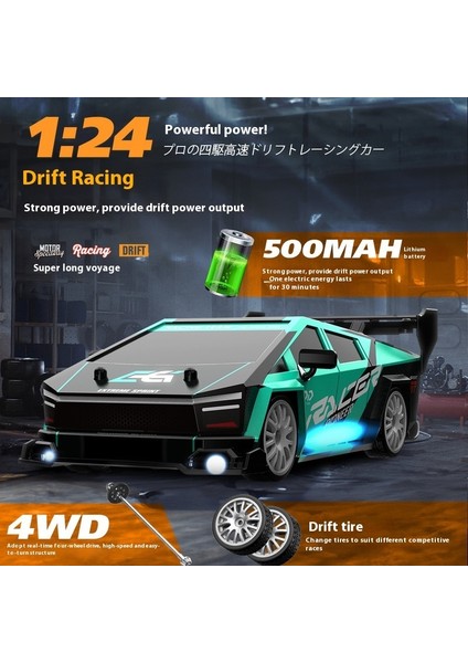 1/24 Uzaktan Kumanda Dört Tekerlekli Yüksek Hızlı Araba LED Işıkları Rc Drift Drive Yarış Aracı 30 Km/saat Çok Oyunculu Oyun Çocuk Oyuncakları (Yurt Dışından)