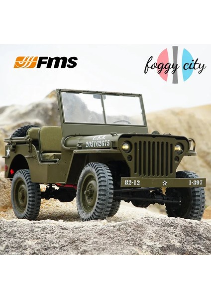 Fms 1/12 Simülasyon Jeep Willis Süper Büyük Rc Uzaktan Kumanda Off-Road Tırmanma Araba Modeli Dört Tekerlekten Çekiş Elektrikli Araç Modeli (Yurt Dışından)
