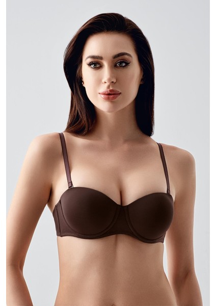 Dolgusuz Straplez Sütyen C17050 Kahverengi