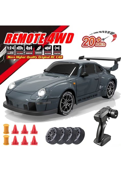 4WD Rc Drift Araba 1:24 Uzaktan Kumanda Araba 2.4g 20 Km/saat Yüksek Hızlı Araba Yarışı Drift Lastikleri Barikatlar ve LED Işıkları Oyuncaklar Hediyeler (Yurt Dışından) fiyatları