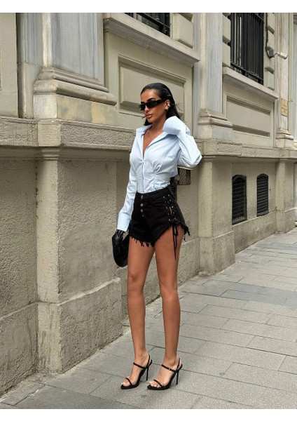 Bağcık Detay Kot Şort fiyatları