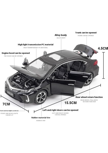Döküm 1:32 Toyota Corolla Alaşım Araba Modeli Simülasyon Metal Araç Ses ve Işık Minyatürleri Koleksiyonu Trendy Süsler Hediyeler (Yurt Dışından)