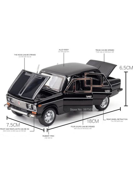 1/24 Lada 2106 Alaşım Ölçekli Araba Modeli Döküm Araçlar Oyuncak Arabalar Ses ve Işık ile Oyuncak Koleksiyonu Boys Için Doğum Günü Hediyesi Çocuklar (Yurt Dışından) modelleri