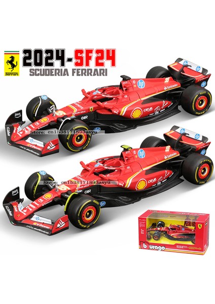 Bburago 1:43 F1 2024 Ferrari SF24 # 16'lı Lesler # 55. Sainz Jr. Alaşım Araba Döküm Model Oyuncak Koleksiyonu Ilk Sipariş (Yurt Dışından)