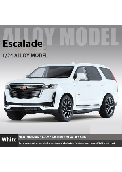 1:24 Cadillac Escalade Suv Alaşım Araba Döküm Metal Modeli Ses ve Işık Masaüstü Koleksiyonu Dekoratif Hediye Boys Ekran Süsleme (Yurt Dışından)
