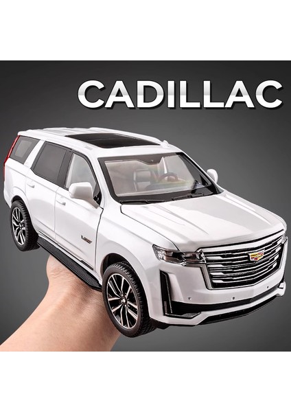 1:24 Cadillac Escalade Suv Alaşım Araba Döküm Metal Modeli Ses ve Işık Masaüstü Koleksiyonu Dekoratif Hediye Boys Ekran Süsleme (Yurt Dışından)