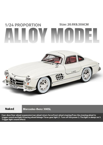 1:24 Mercedes-Benz 300SL Klasik Araba Alaşım Pres Döküm Model Araç Ev Iç Dekorasyon Süsler Ses ve Işık Hediye Toplamak C361 (Yurt Dışından)