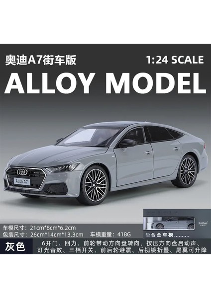 1:24 Audi A7 Oyuncak Araba Modeli Döküm Alaşım Araç Minyatür Geri Çekin Ses ve Işık Kapılar Açılabilir Koleksiyon Hediye Erkek Çocuk Için (Yurt Dışından)
